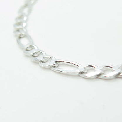 HAN 925 Sterling Silver Italy Figaro Link Bracelet 7.25"
