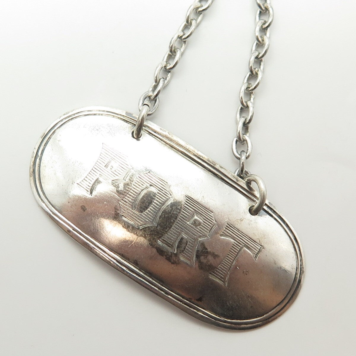 925 Sterling Silver Antique Art Deco Howard & Co. "Port" Bottle Tag