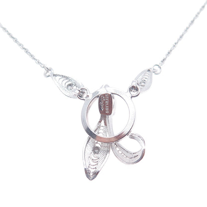 ESPO JOSEPH ESPOSITO Sterling Silver Vintage Rhinestone Filigree Necklace 16"
