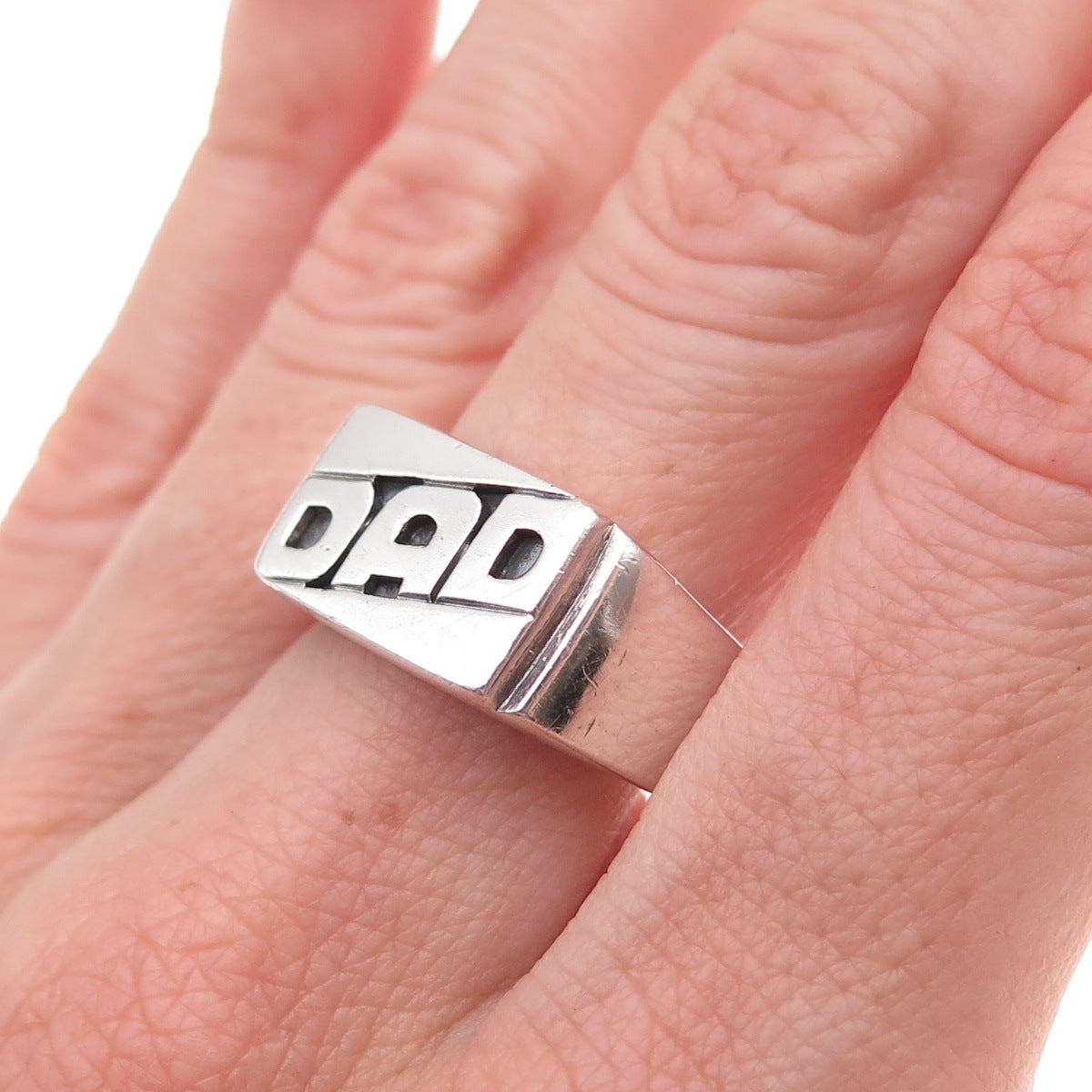 925 Sterling Silver Vintage Dad Oxidized Signet Ring Size 11