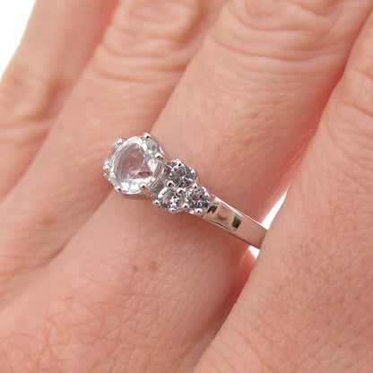 Bradford 925 Sterling Silver Real White Topaz Engagement Ring Size 9.25