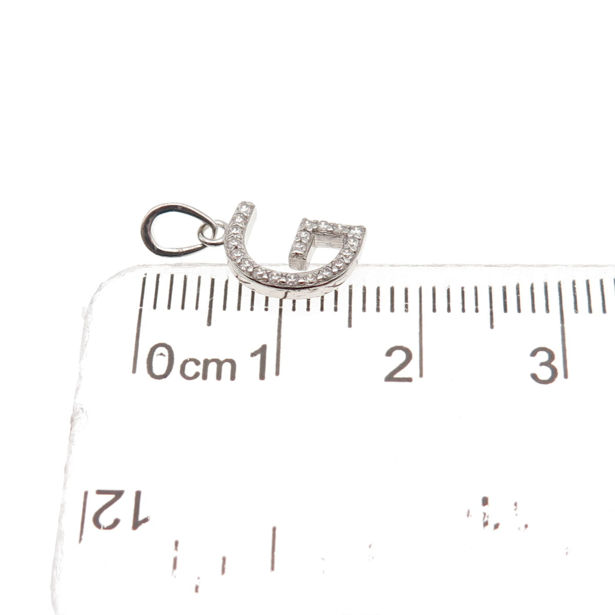 925 Sterling Silver Round-Cut C Z Letter G Initial Mini Charm Pendant