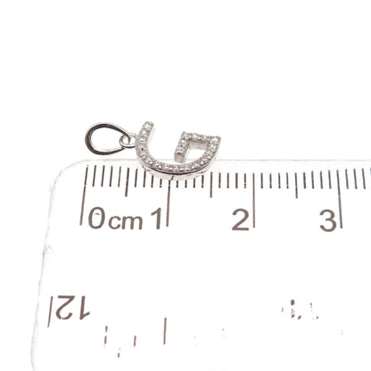 925 Sterling Silver Round-Cut C Z Letter G Initial Mini Charm Pendant