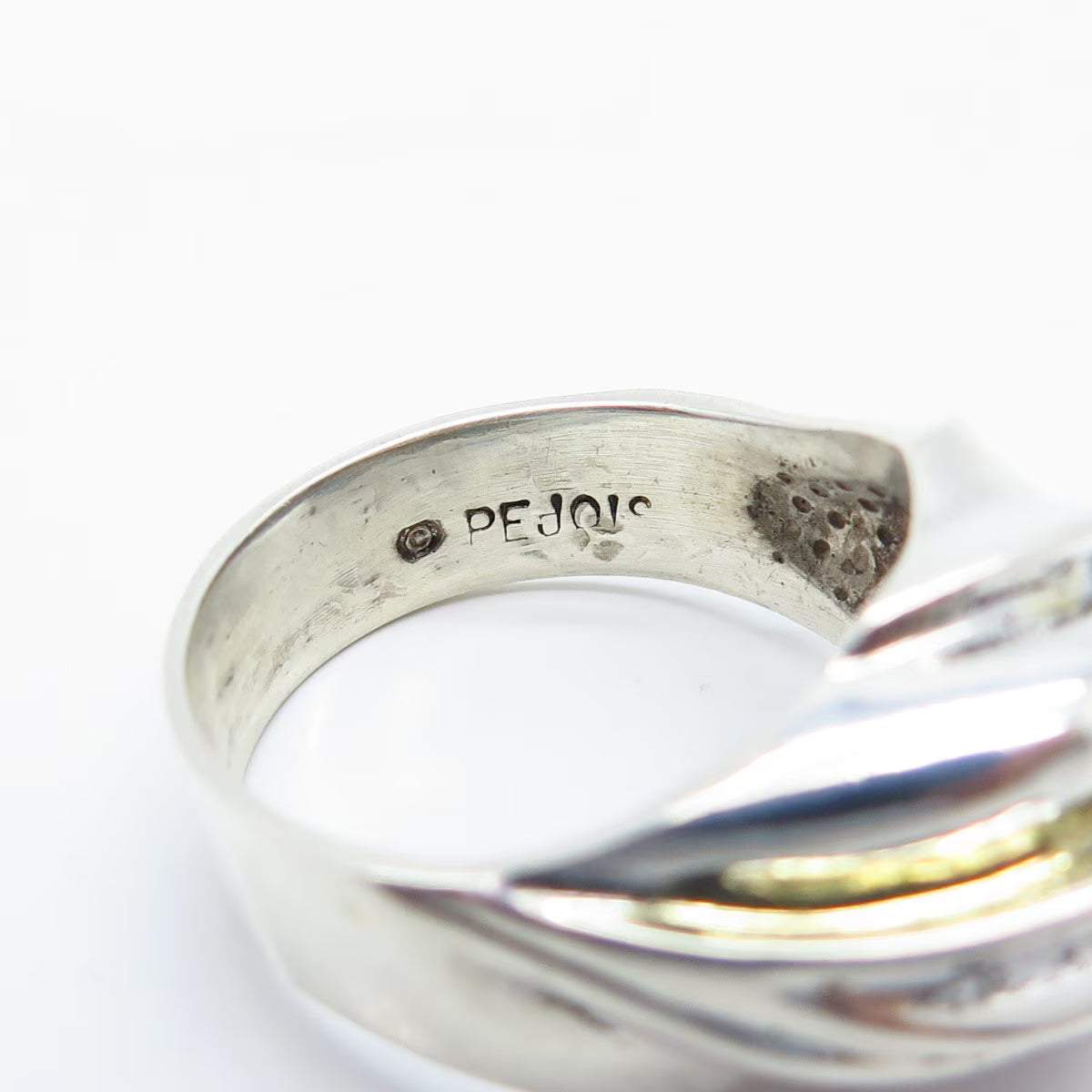 925 Sterling Silver Vintage Pejois Beverly Hills Ribbed Ring Size 8.25