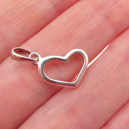925 Sterling Silver Vintage Open Heart Mini Charm Pendant