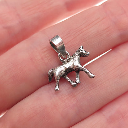 925 Sterling Silver Vintage Horse Oxidized Mini Charm Pendant
