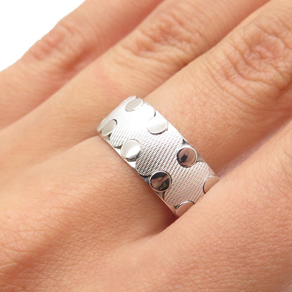 NEOS 925 Sterling Silver Textured Dotted Band Ring Size 8.75