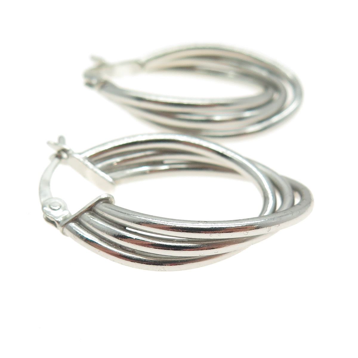 HAN 925 Sterling Silver Multi-Row Twisted Hoop Earrings