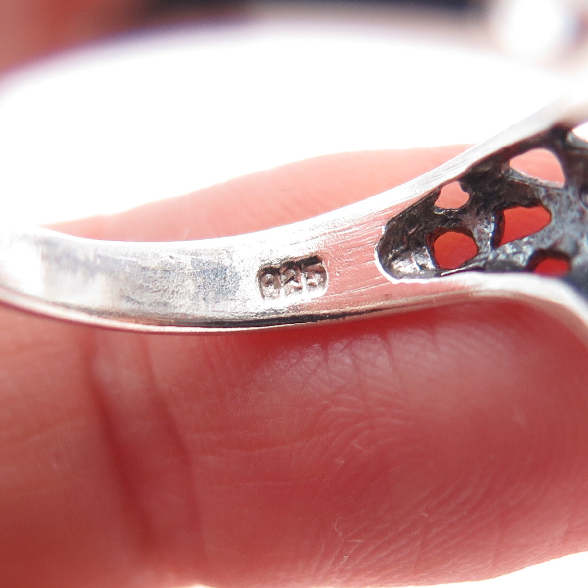 925 Sterling Silver Vintage Modernist Bypass Oxidized Ring Size 8.75