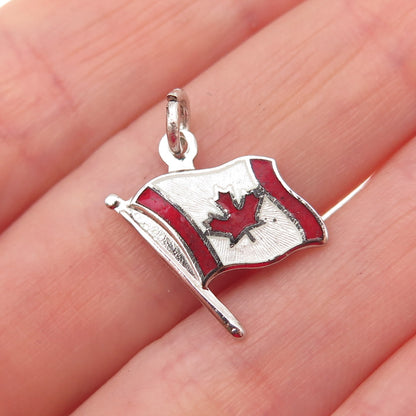 BREADNER CO. Sterling Silver Vintage Enamel Flag of Canada Mini Charm Pendant