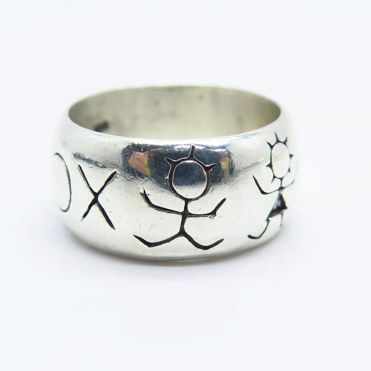925 Sterling Silver Vintage Etched Band Ring Size 6.5