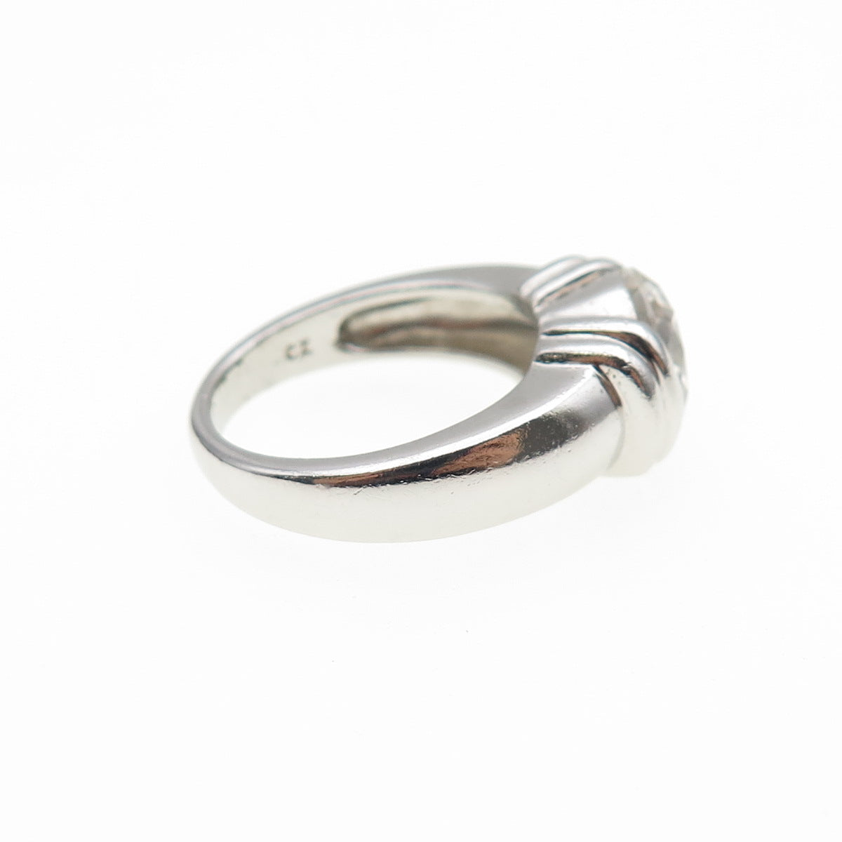 925 Sterling Silver Round-Cut C Z Engagement Ring Size 6
