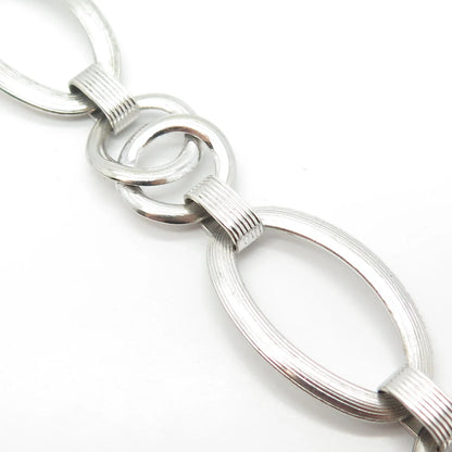 925 Sterling Silver Vintage Interlocked Rolo & Oval Link Bracelet 7.5"