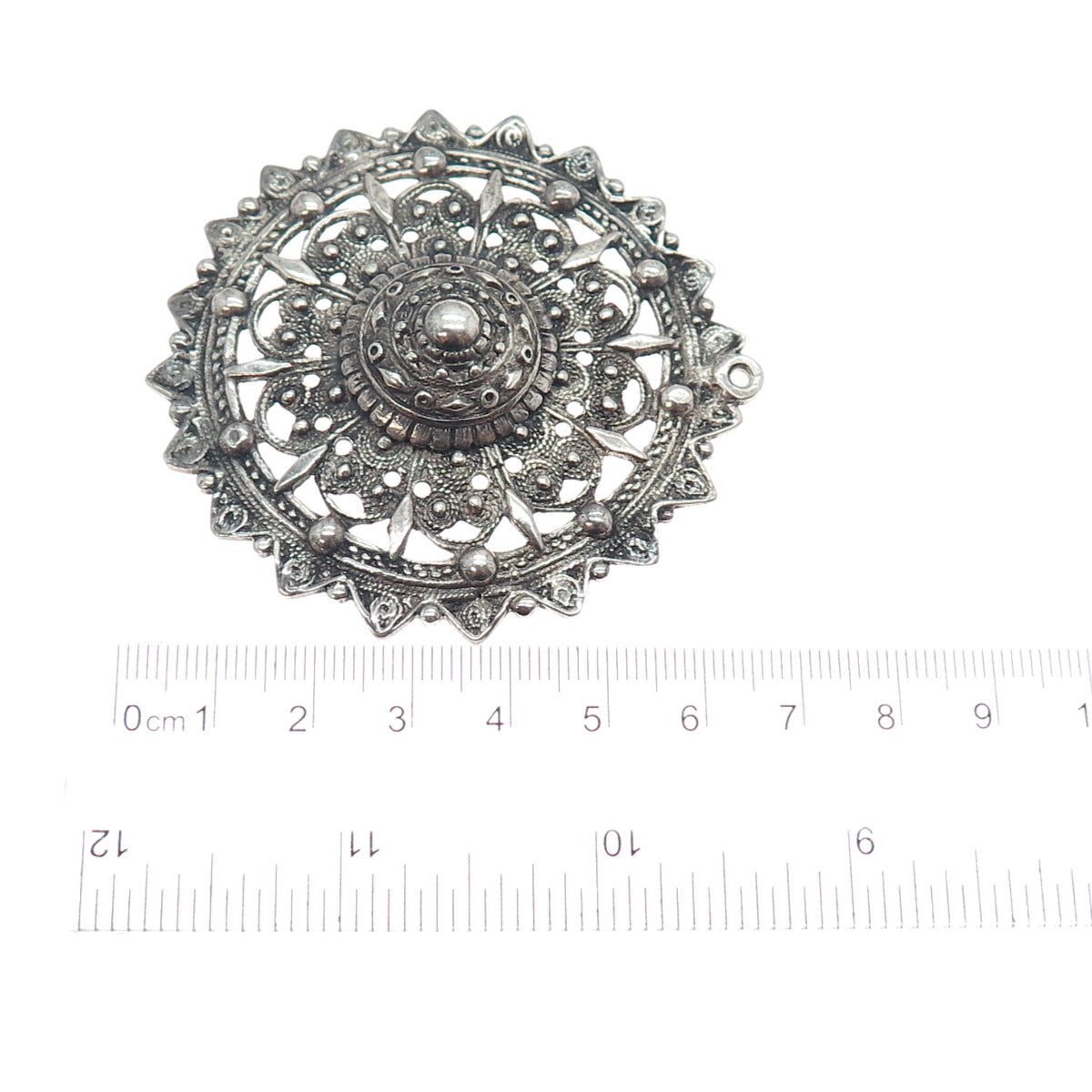 800 Silver Antique Bohemian Filigree Shield Oxidized Pendant