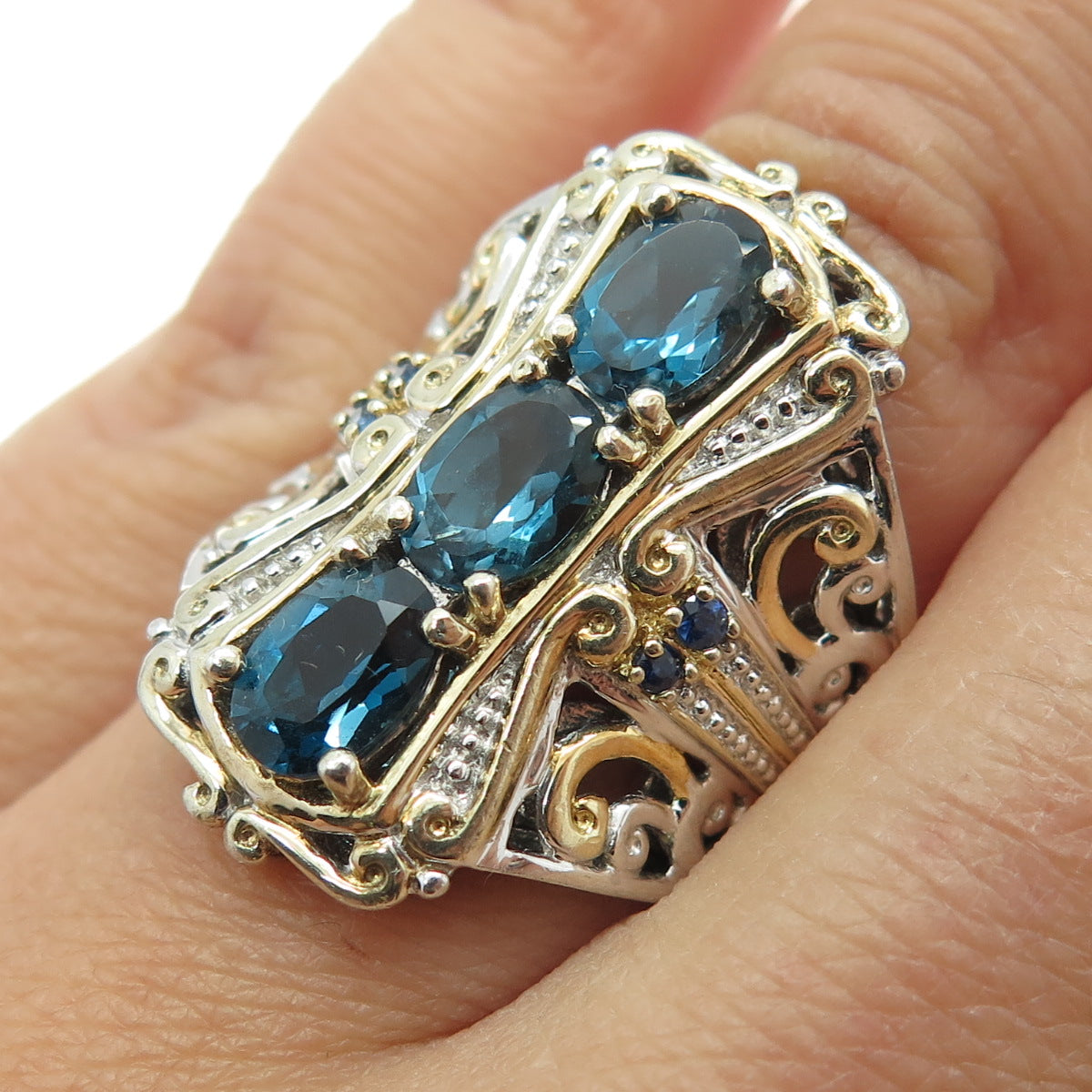 MICHAEL VALITUTTI Gems En Vogue Sterling Sapphire & London Topaz Ring Size 6.25