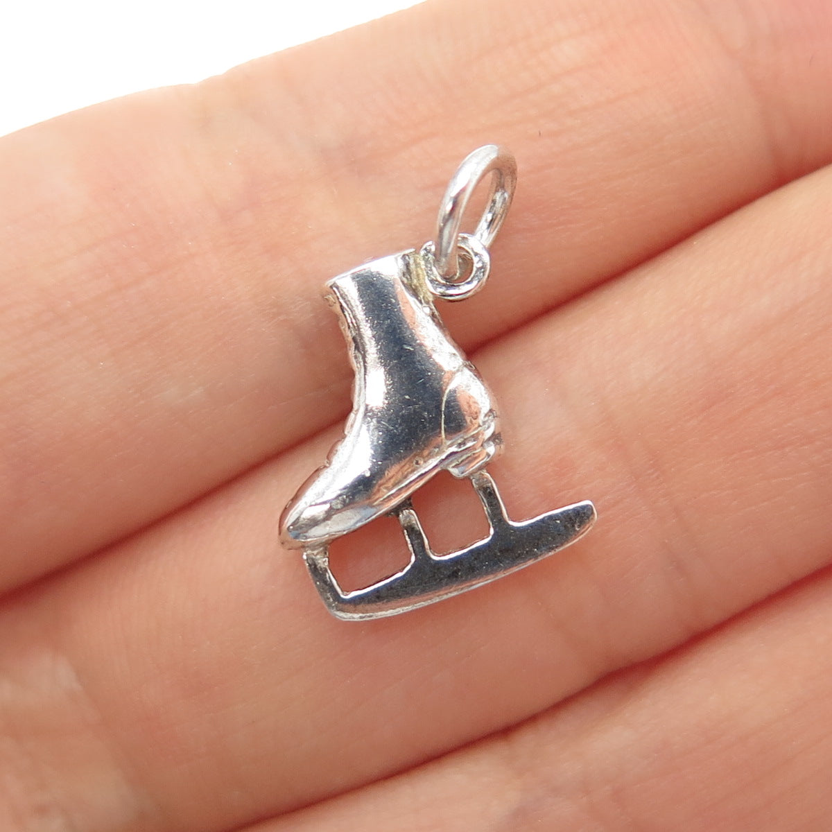925 Sterling Silver Vintage Ice Skating Shoe Mini 3D Charm Pendant