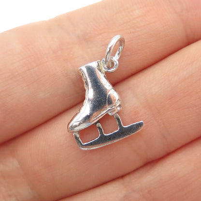 925 Sterling Silver Vintage Ice Skating Shoe Mini 3D Charm Pendant