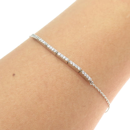 925 Sterling Silver Round-Cut C Z Bar Cable Link Bracelet 7.25"