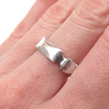 925 Sterling Silver Vintage Modernist Oxidized Band Ring Size 7