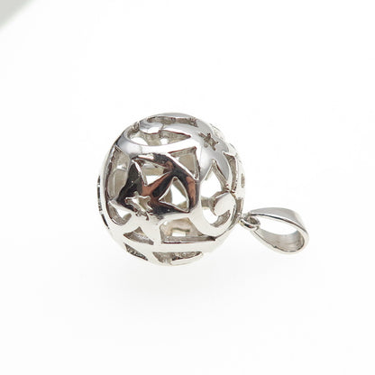 925 Sterling Silver Vintage Floral Ornate Ball Mini 3D Charm Pendant