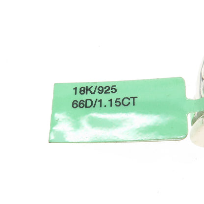 DANWAK 18K Gold Sterling 66-Diamond 1.15ct Adjustable Twisted Cuff Bracelet 6.5"