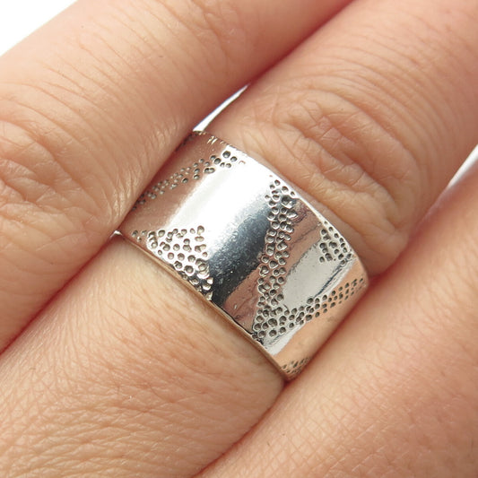 925 Sterling Silver Vintage Anna Laya Textured Band Ring Size 6