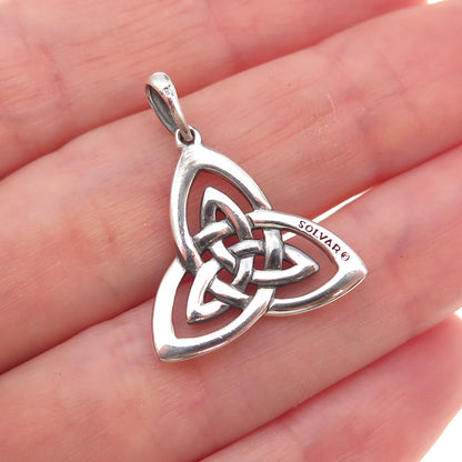 Solvar 925 Sterling Silver Vintage Dublin Celtic Trinity Knot Charm Pendant