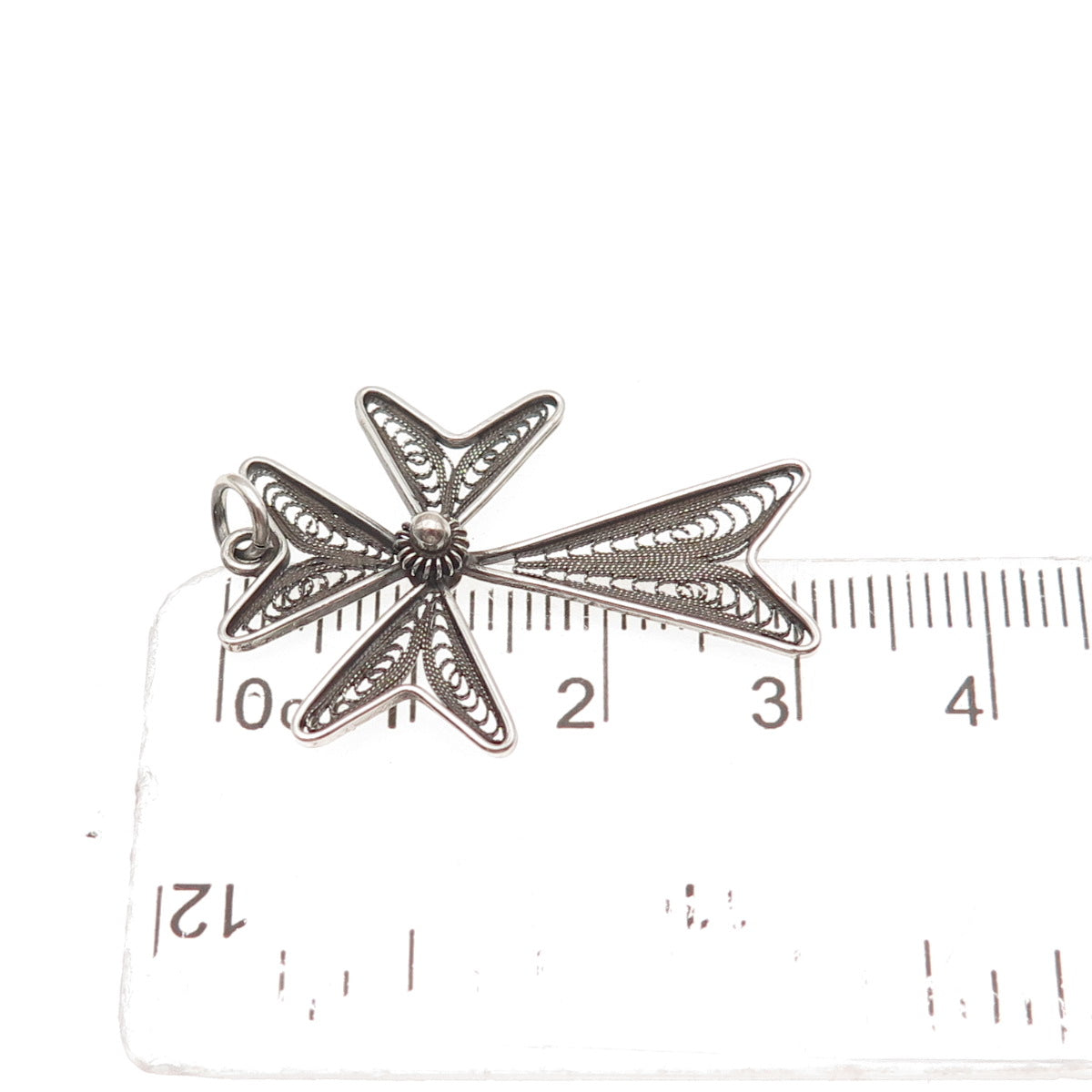 800 Silver Vintage Italy Charm Filigree Oxidized Charm Pendant