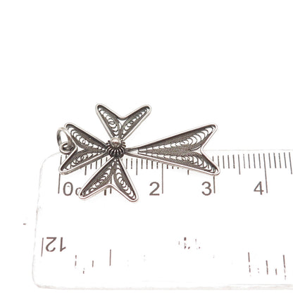 800 Silver Vintage Italy Charm Filigree Oxidized Charm Pendant