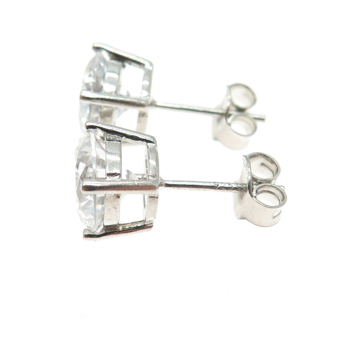 925 Sterling Silver Round-Cut Shaped C Z Stud Earrings