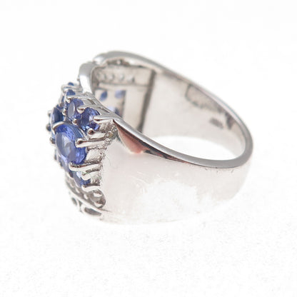 Chuck Clemency 925 Sterling Silver Real Tanzanite & White Topaz Ring Size 8.25