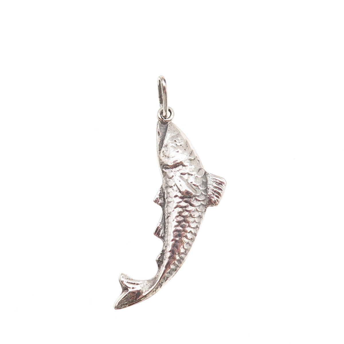 900 Silver Vintage Koi Fish Oxidized Charm Pendant