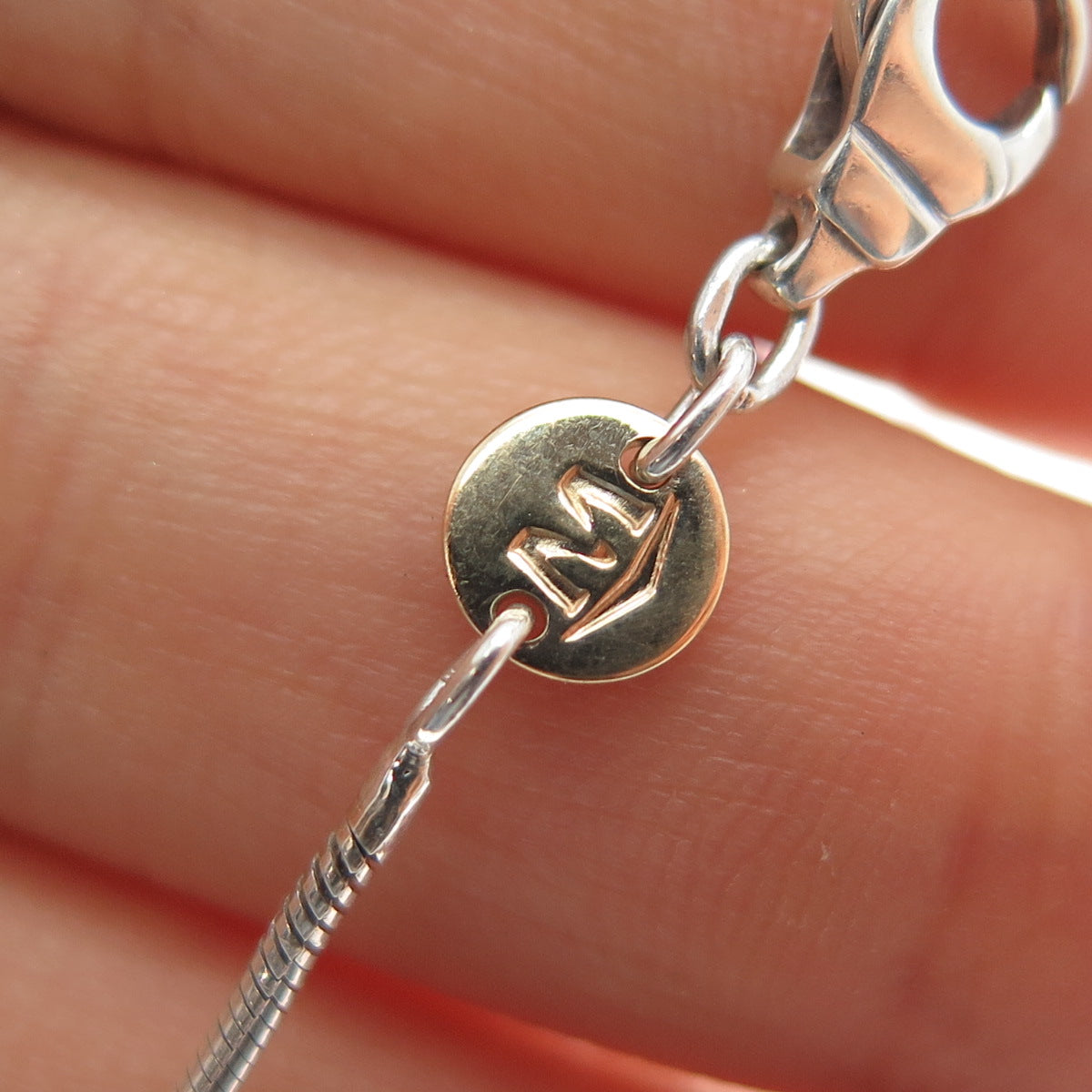 MOVADO 925 Sterling Silver 18K Gold Vintage Snake Chain Necklace 16"