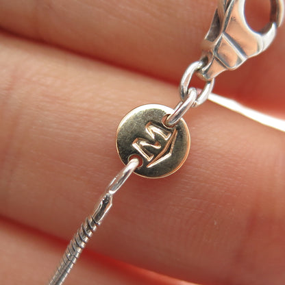 MOVADO 925 Sterling Silver 18K Gold Vintage Snake Chain Necklace 16"