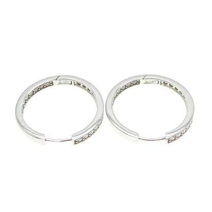 DEE BERKLEY JEWELRY 925 Sterling Silver Round-Cut Shaped C Z Huggie Earrings