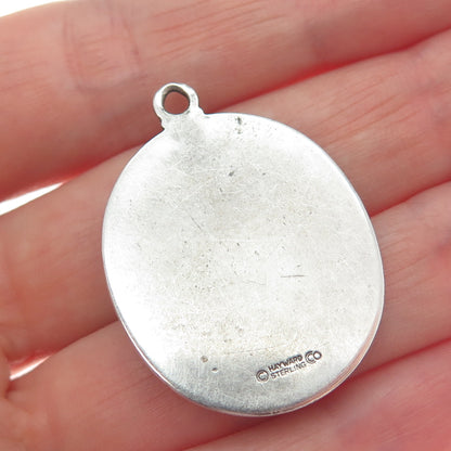 HAYWARD 925 Sterling Antique Art Deco St. Christopher Religious Oxidized Pendant