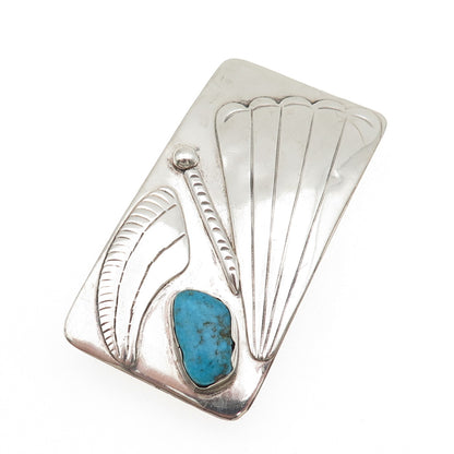 The Navajo Hogan Carl Luthey Old Pawn 925 Sterling Silver Turquoise Belt Buckle