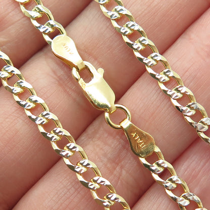 P. LUX 925 Sterling Silver Gold Plated Italy Diamond-Cut Curb Chain Necklace 24"