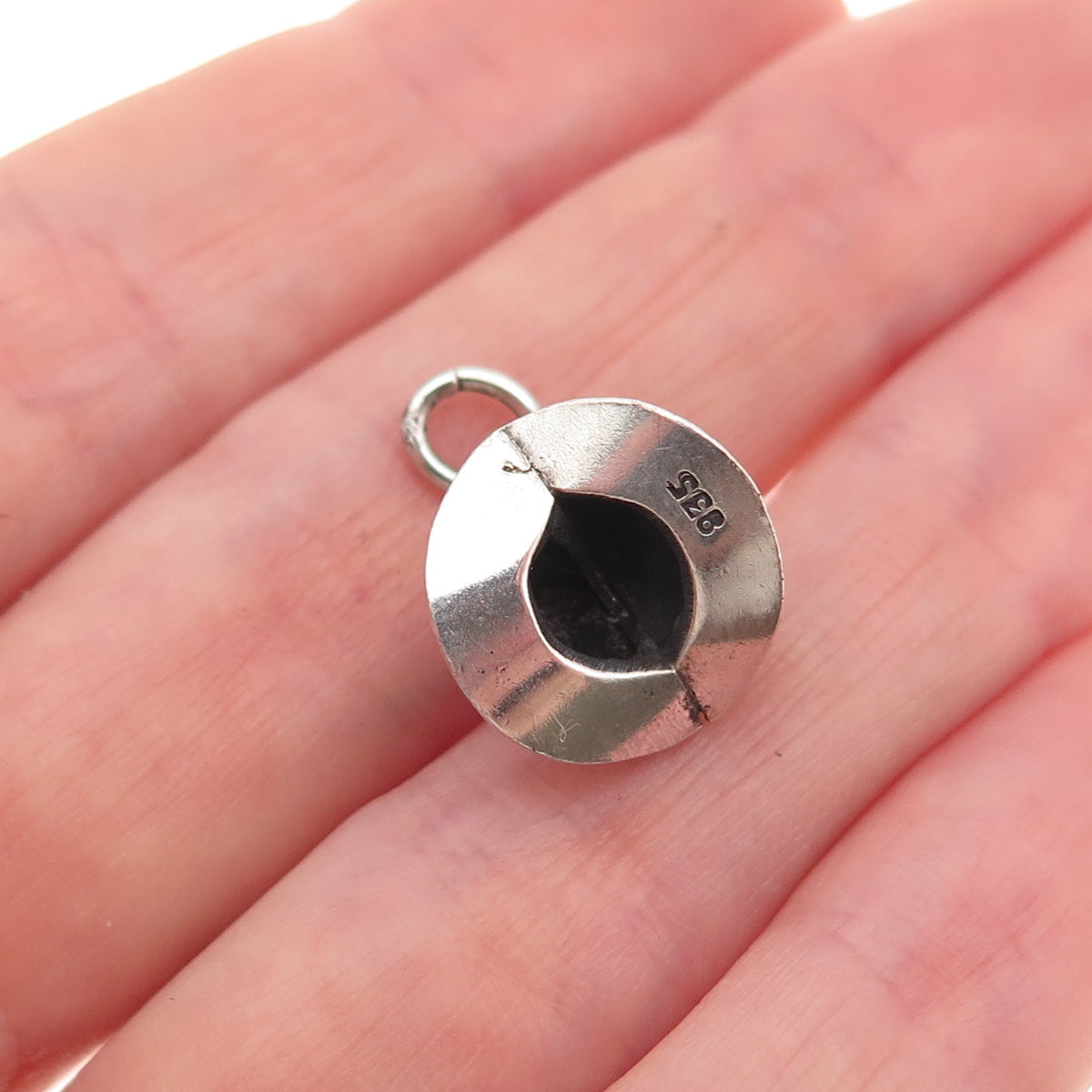 835 Silver Vintage Firefighter Helmet Oxidized 3D Charm Pendant