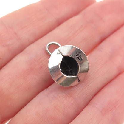 835 Silver Vintage Firefighter Helmet Oxidized 3D Charm Pendant