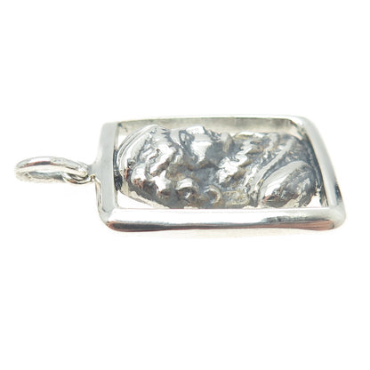925 Sterling Silver Vintage Victorian Lady Oxidized Pendant