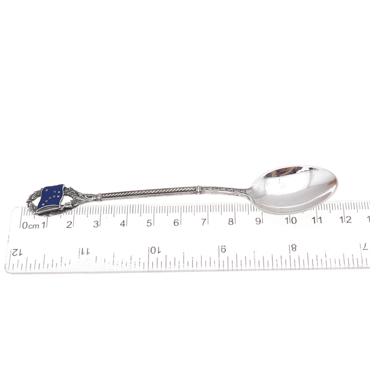 Joseph Mayer & Bros Sterling Antique Art Deco Enamel Flag of Alaska Coffee Spoon