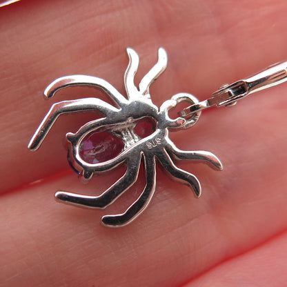 Chuck Clemency 925 Sterling Silver Real Tanzanite Spider Dangle Earrings