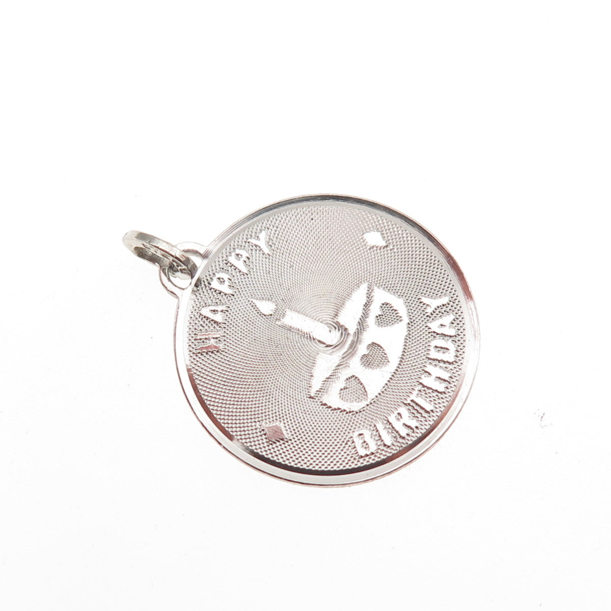 BEAU 925 Sterling Silver Vintage Happy Birthday Cake Mini Charm Pendant