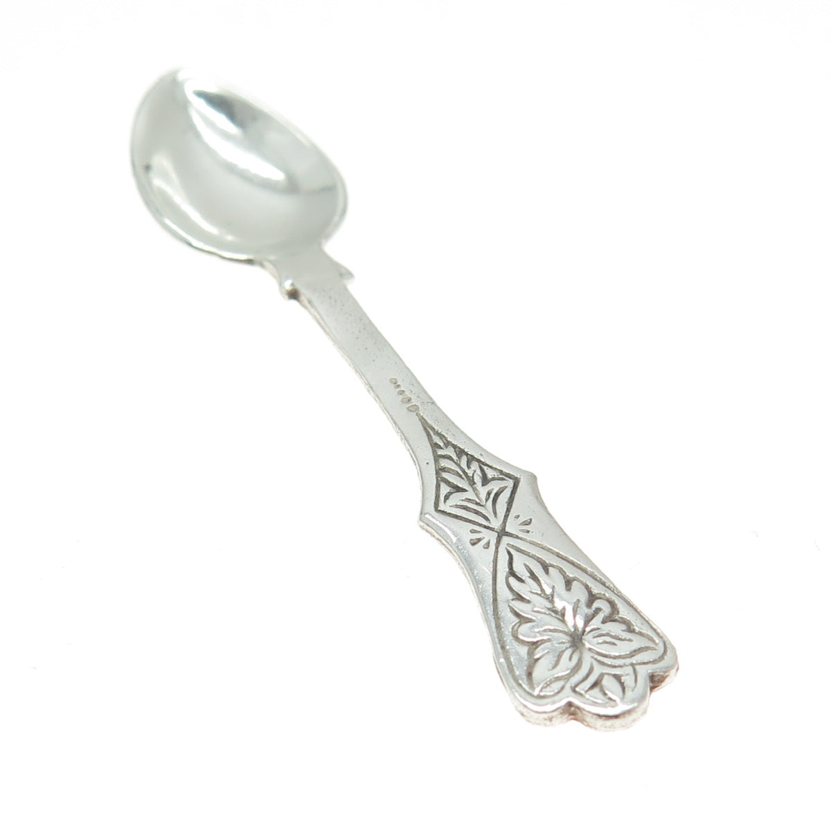 925 Sterling Silver Antique Art Deco Engraved Salt & Spices Spoon