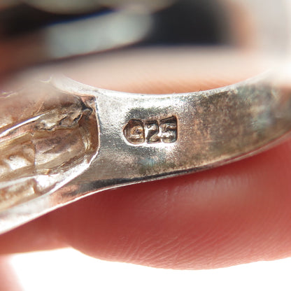 CHAPAL ZENRAY 925 Sterling Silver Vintage Modernist Ribbed Oxidized Ring Size 8