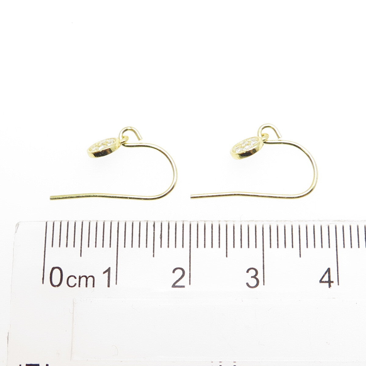 925 Sterling Silver Gold Plated Round-Cut C Z Dangle Earrings