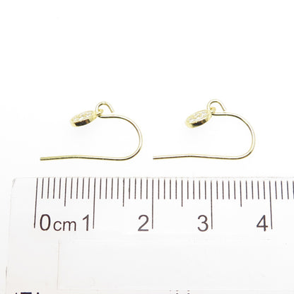 925 Sterling Silver Gold Plated Round-Cut C Z Dangle Earrings
