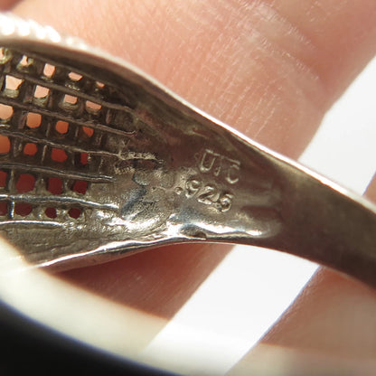 925 Sterling Silver Vintage OTC Cage Domed Ring Size 8