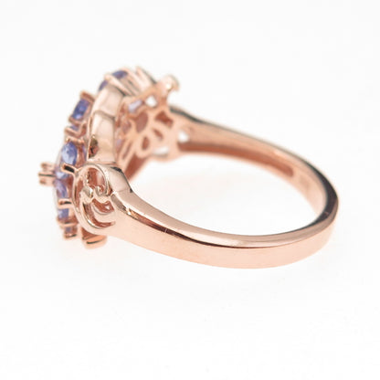 Chuck Clemency Sterling Silver Gold Plated Real Diamond & Tanzanite Ring Size 8